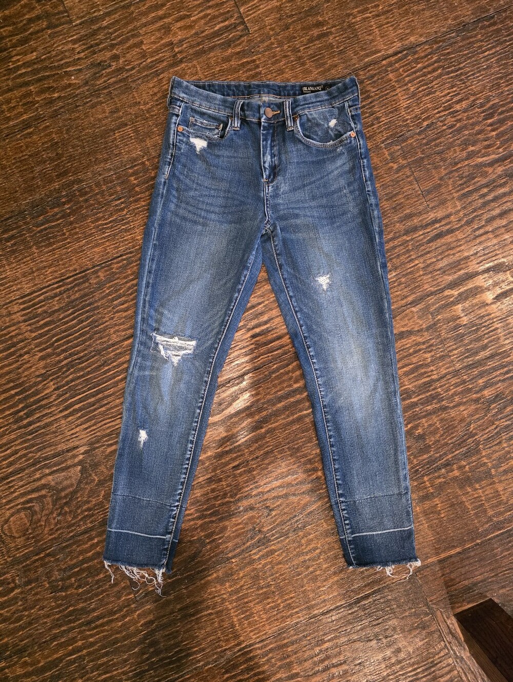 BLANKNYC The Bond Size 30 Distressed Skinny Jeans Raw Hem Medium Wash